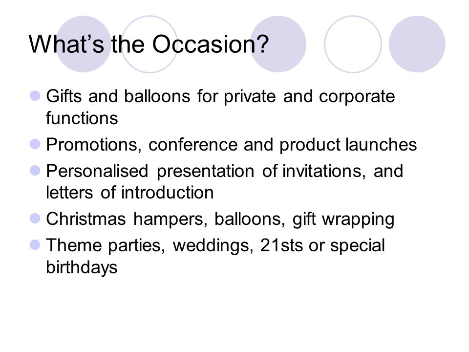 What’s the Occasion.
