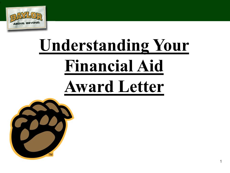 1 Understanding Your Financial Aid Award Letter