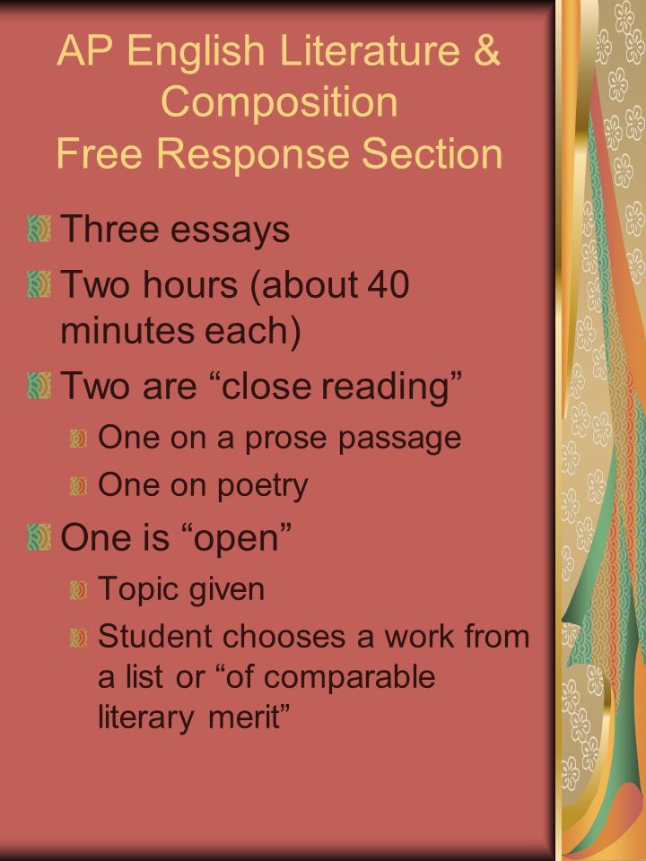 literature for composition essays The essay section requires that two essays be written during a total time of 90 minutes for the first essay, a common theme in american literature and a list of. literature for composition essays The essay section requires that two essays be written during a total time of 90 minutes for the first essay, a common theme in american literature and a list of.
