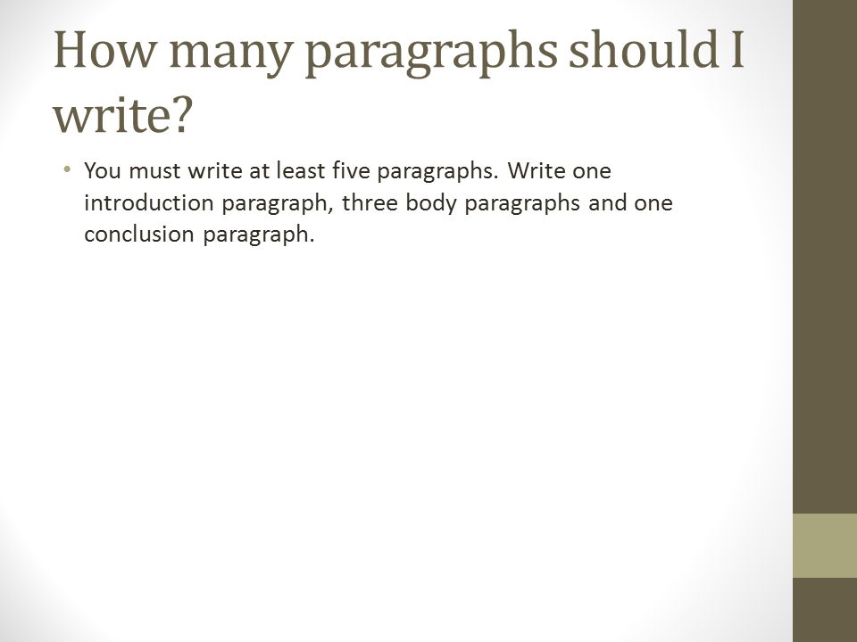 How many paragraphs should I write. You must write at least five paragraphs.