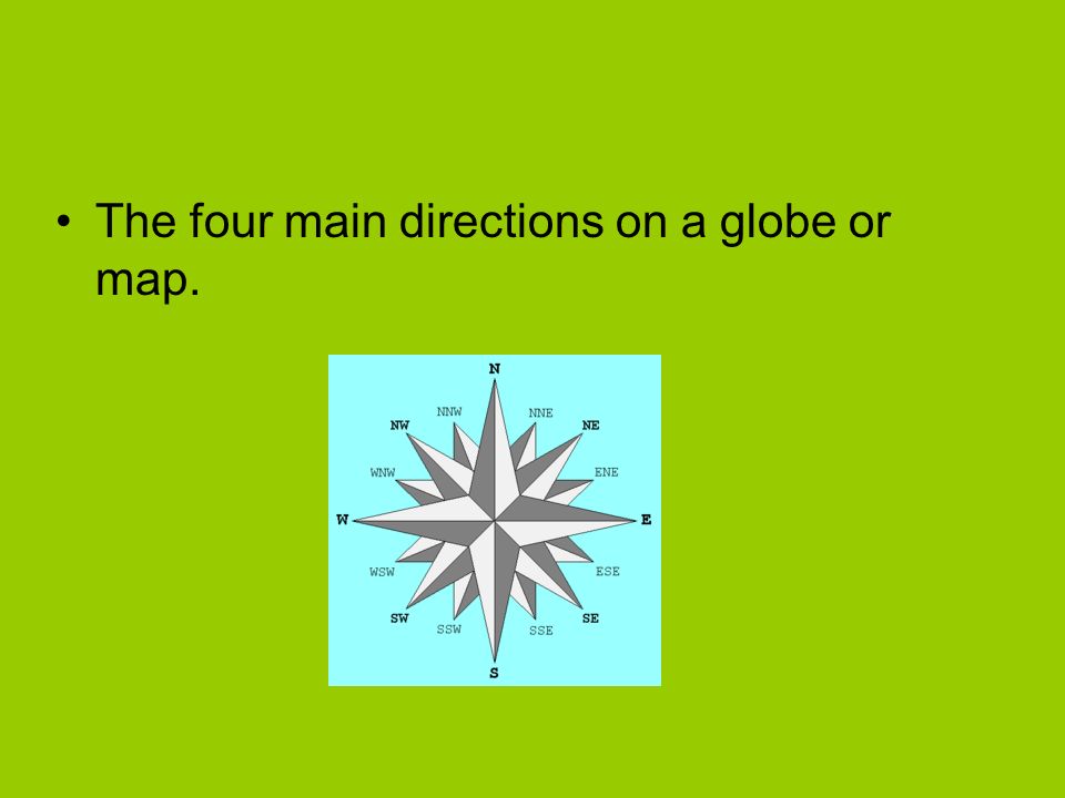 The four main directions on a globe or map.