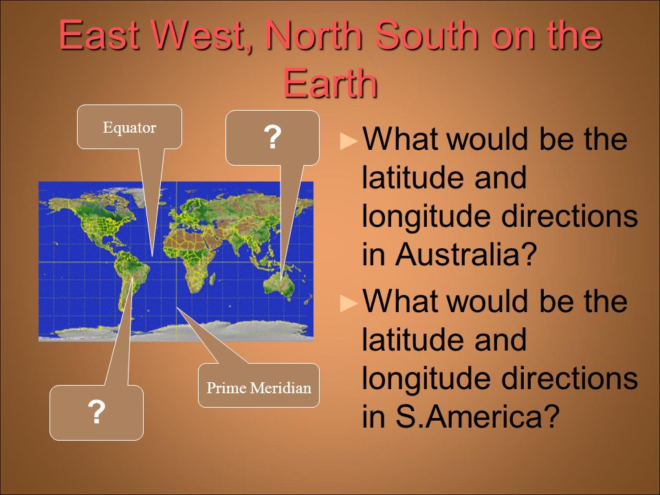 East West, North South on the Earth ► What would be the latitude and longitude directions in Australia.
