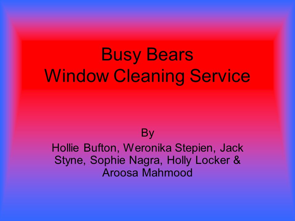 Busy Bears Window Cleaning Service By Hollie Bufton, Weronika Stepien, Jack Styne, Sophie Nagra, Holly Locker & Aroosa Mahmood