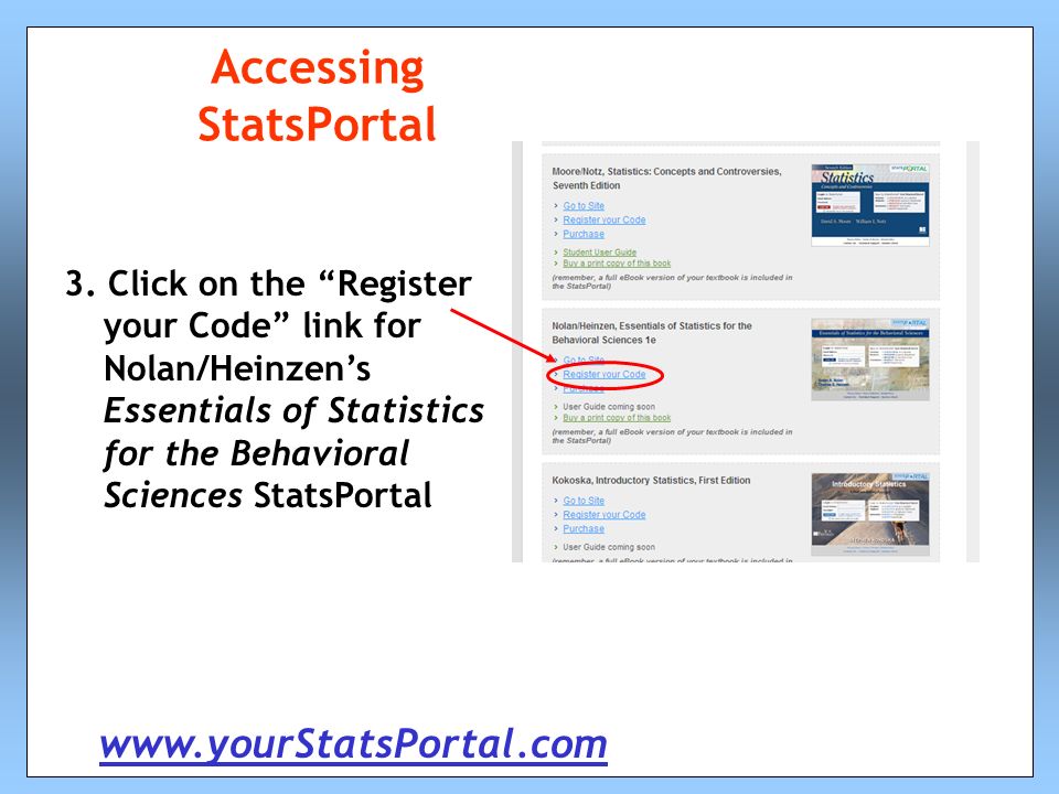 Accessing StatsPortal 3.