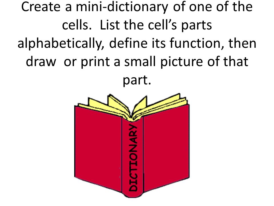 Create a mini-dictionary of one of the cells.