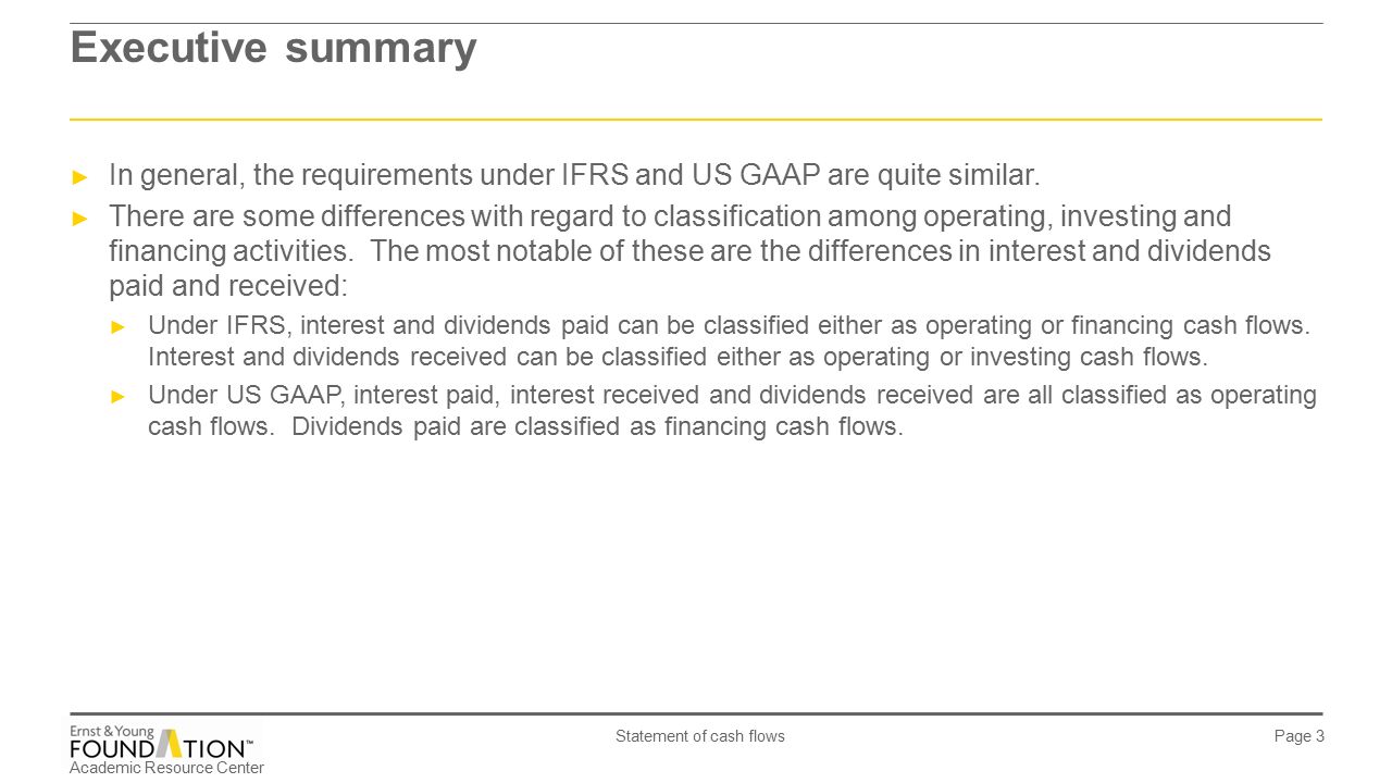 gaap cash flow statement template