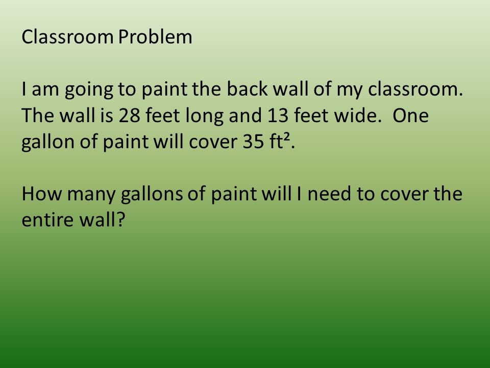 Classroom Problem I am going to paint the back wall of my classroom.