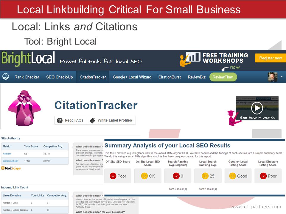 Local: Links and Citations Tool: Bright Local Local Linkbuilding Critical For Small Business