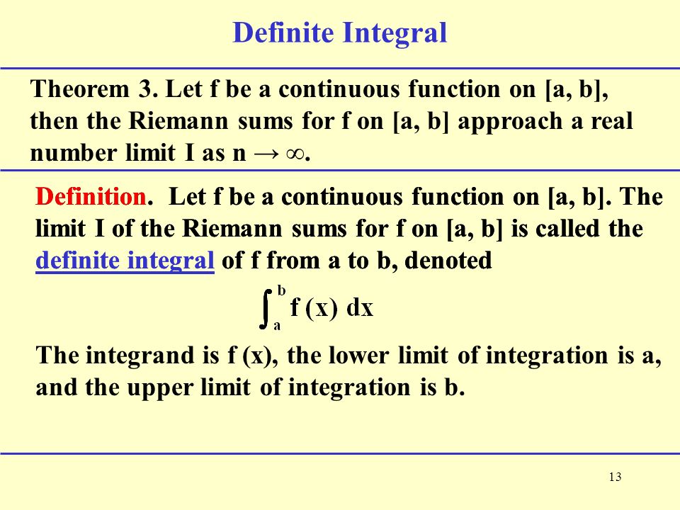 13 Definite Integral Theorem 3.