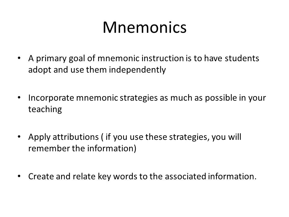 Mnemonic Teaching Strategies Lawteched Math Strategy Share Mnemonic Strategies Are A Systematic