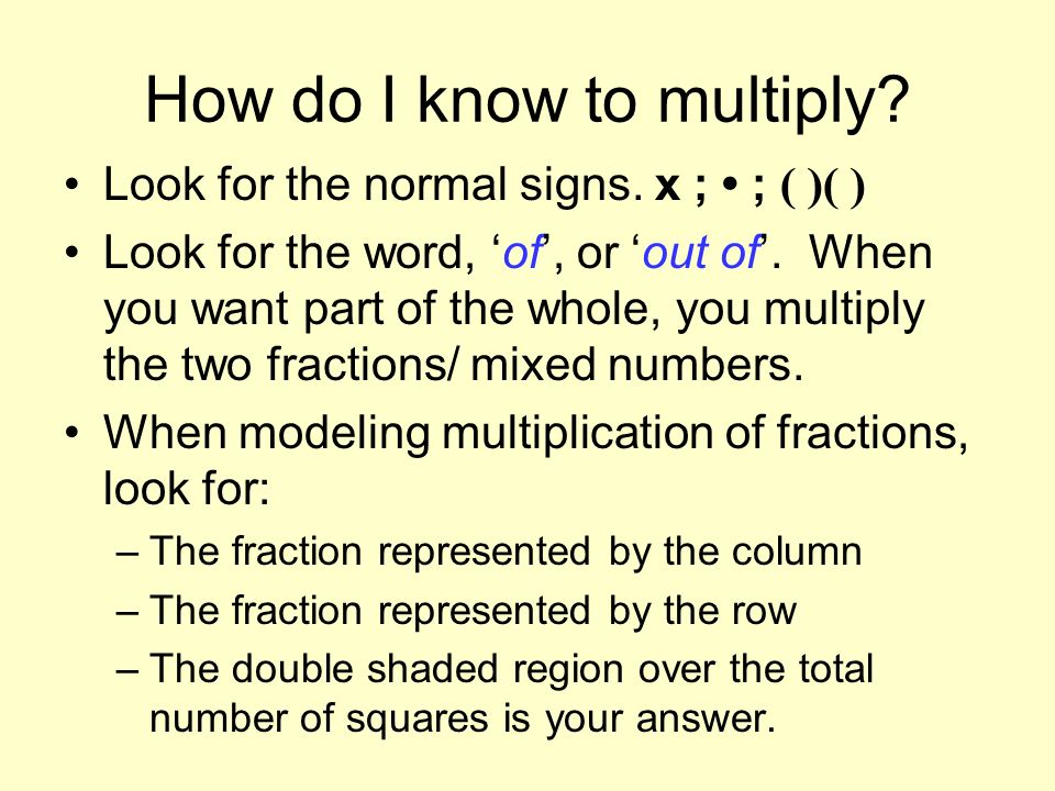 How do I know to multiply. Look for the normal signs.
