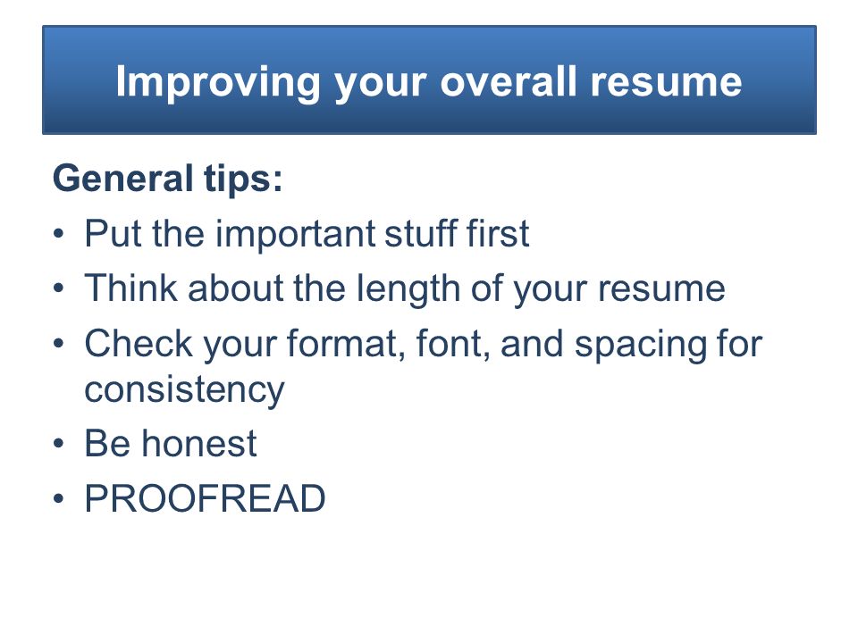 improving your resumes