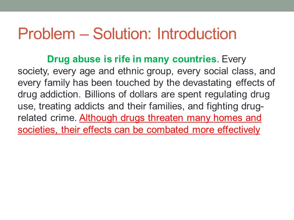 Problem solution essay about drug abuse