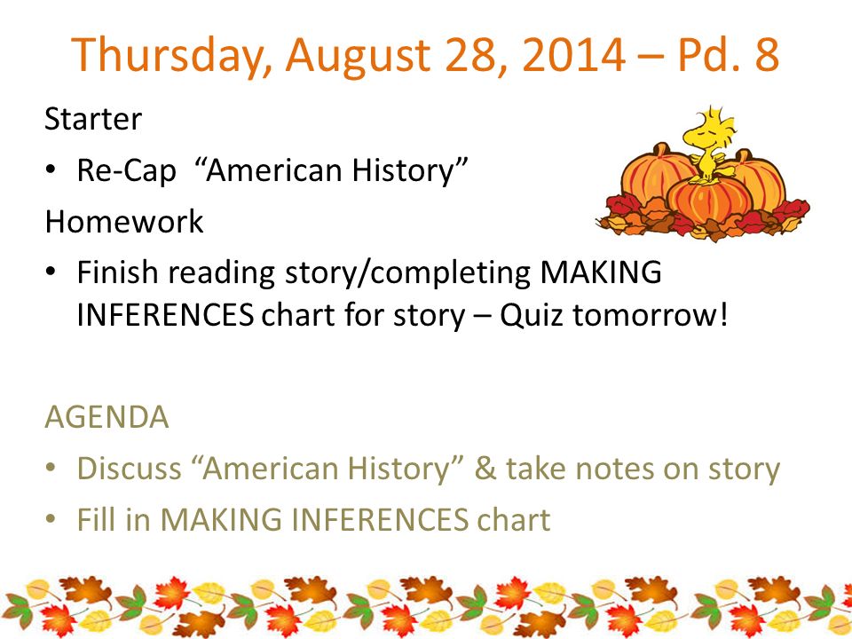 Thursday, August 28, 2014 – Pd.