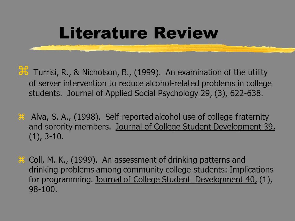 example of a literature review apa