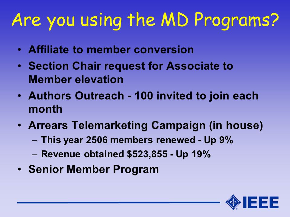 Are you using the MD Programs.