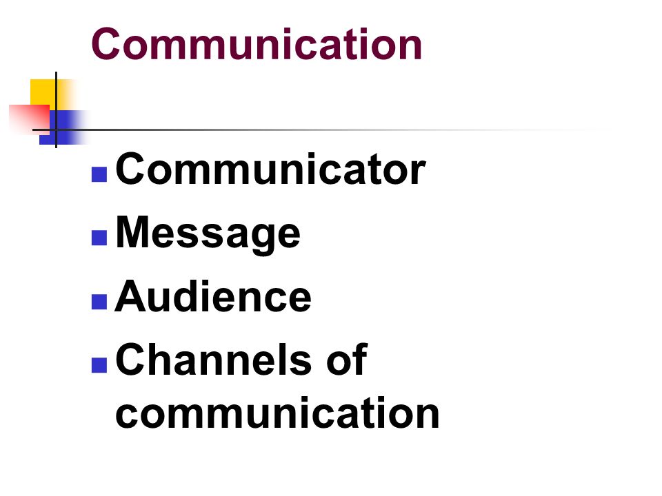 Communication Communicator Message Audience Channels of communication