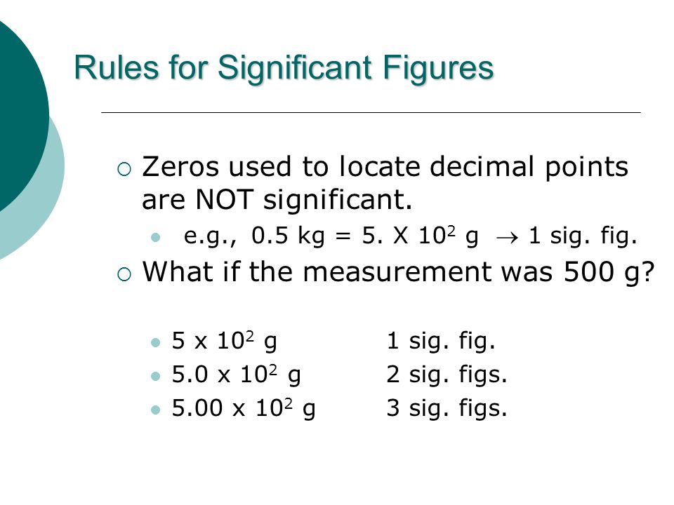 Rules for Significant Figures  Zeros used to locate decimal points are NOT significant.