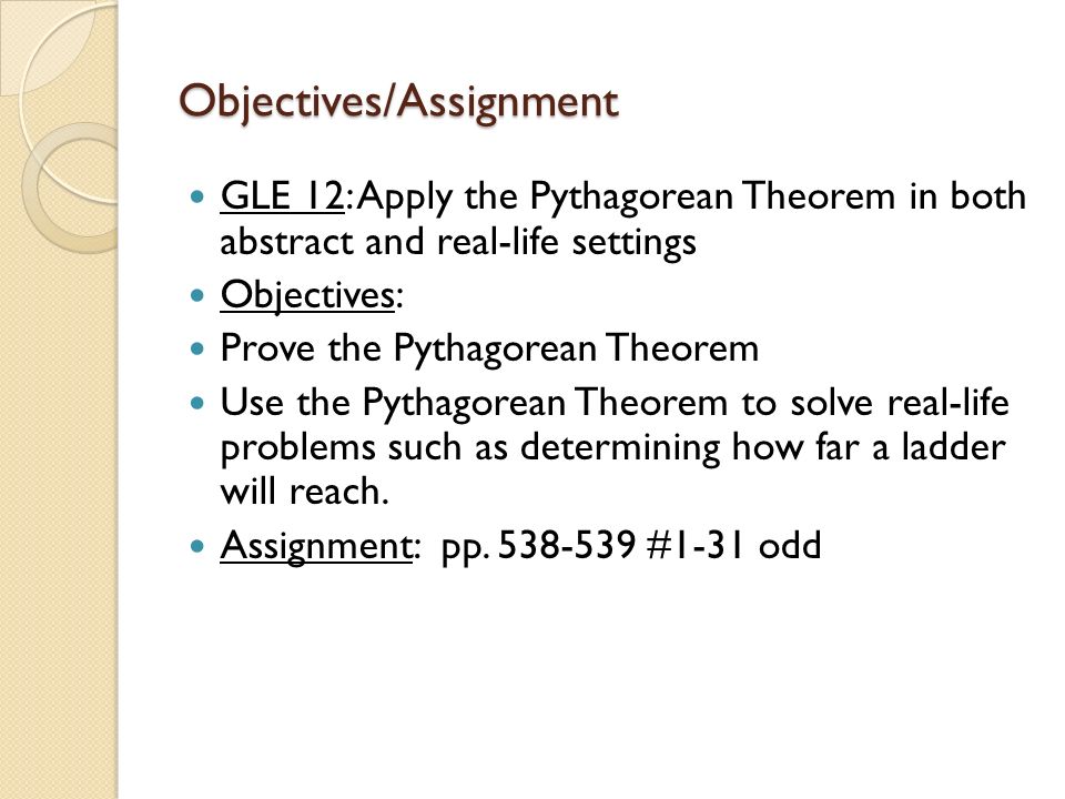 The Pythagorean Theorem Assignment