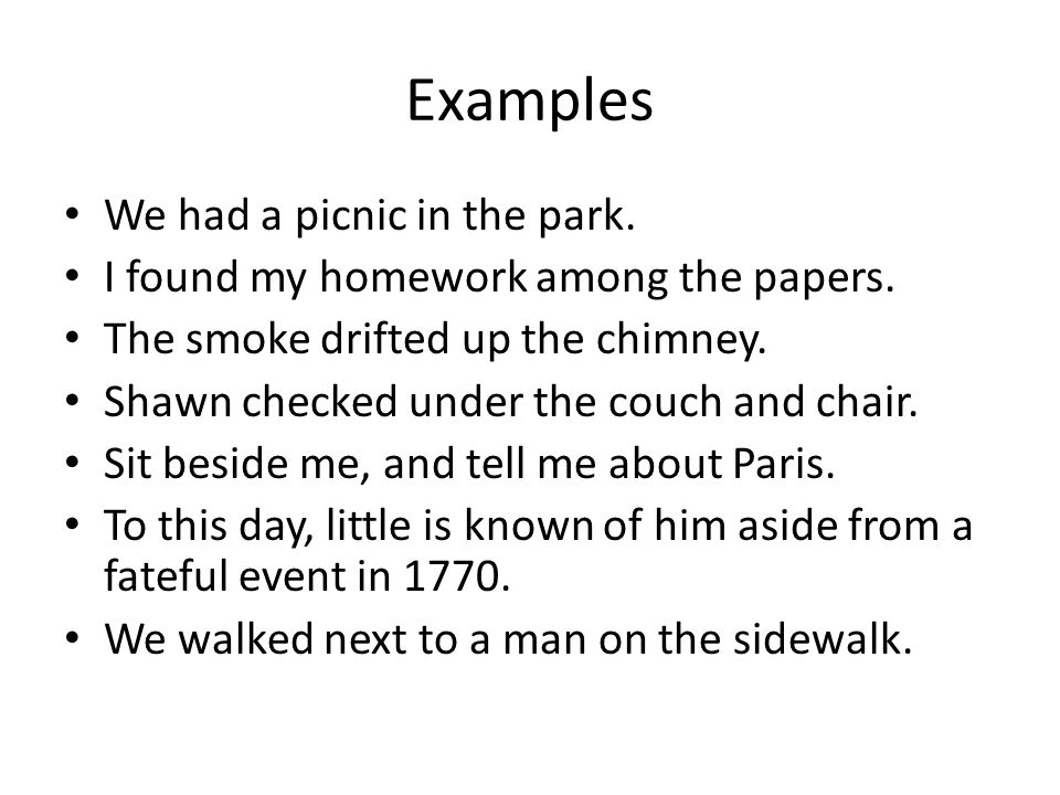 Homework help prepositions