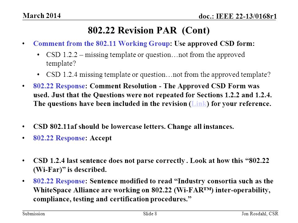 submission doc ieee 22 13 0168r1 march 2014 apurva n mody bae csd 1 form