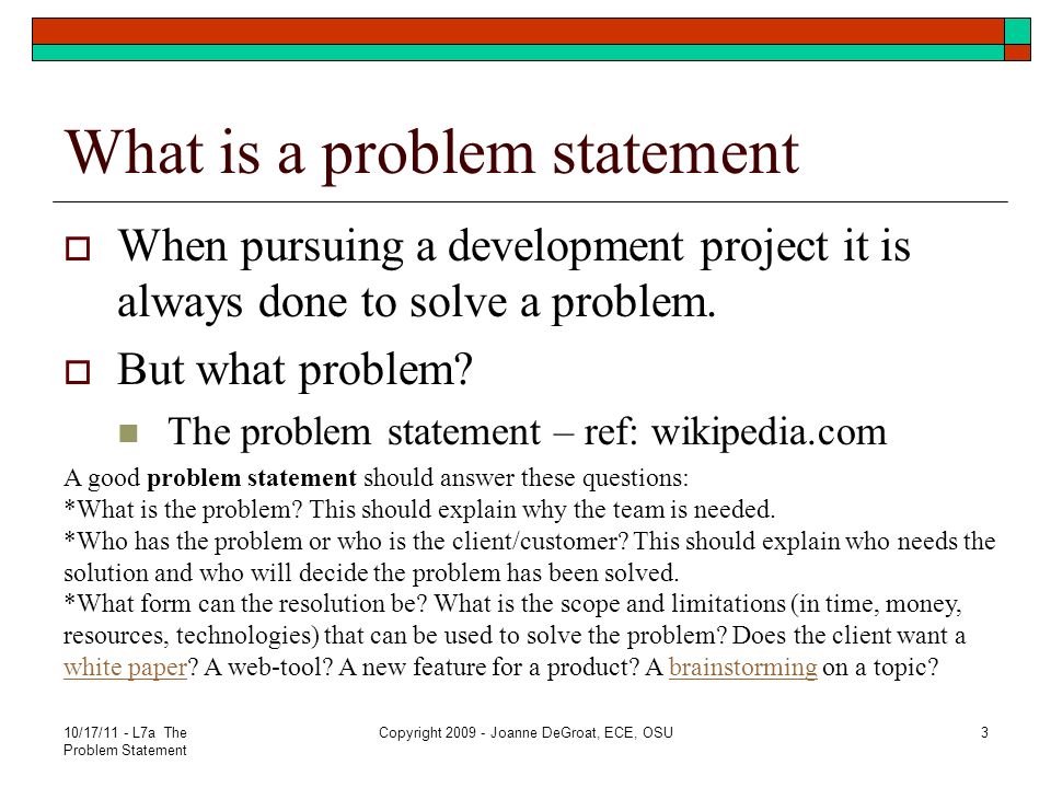 what is a problem statement