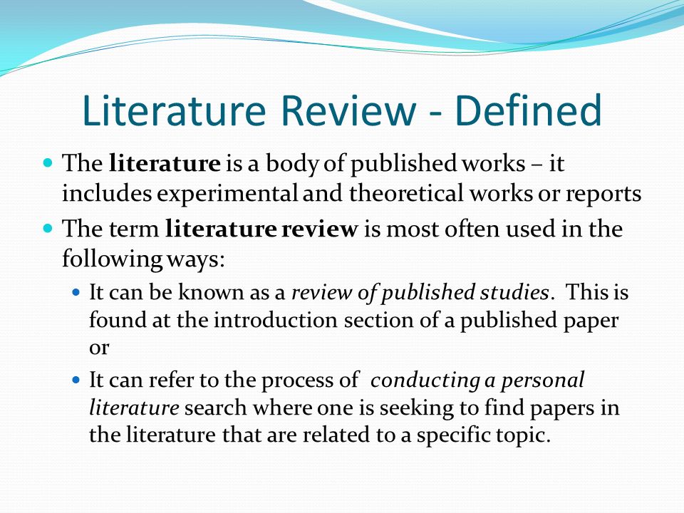 Components Literature Review Dissertation