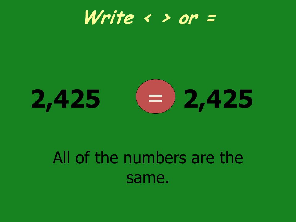 Write or = 2,425 = All of the numbers are the same.