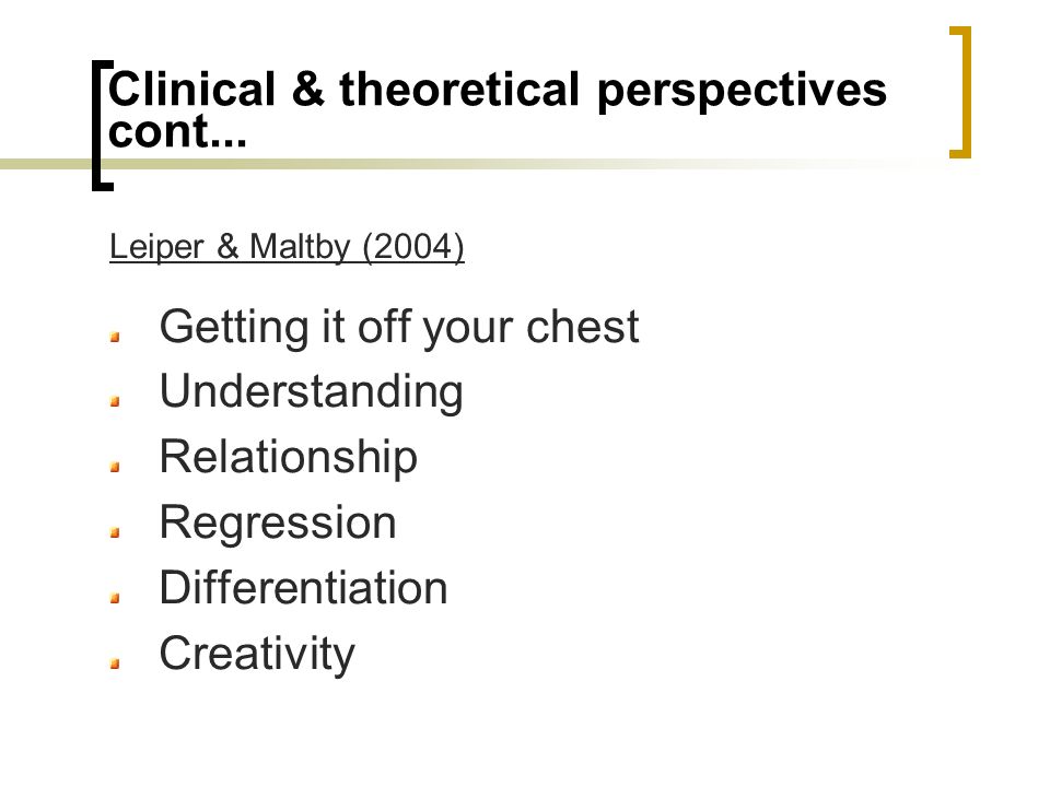 Clinical & theoretical perspectives cont...