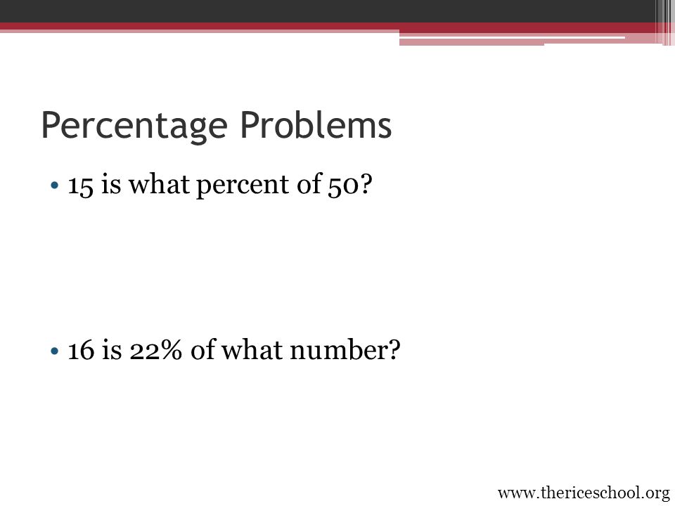 Percentage Problems 15 is what percent of is 22% of what number