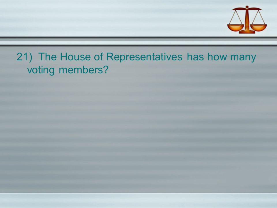 21) The House of Representatives has how many voting members