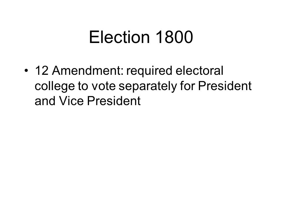 Election Amendment: required electoral college to vote separately for President and Vice President