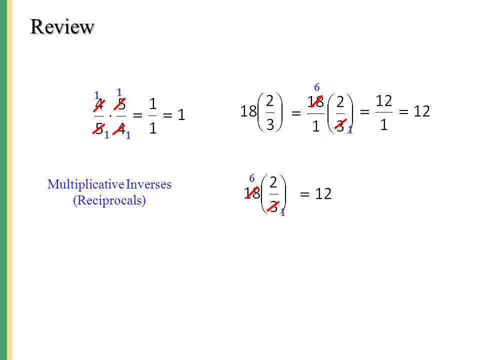 Review Multiplicative Inverses (Reciprocals)