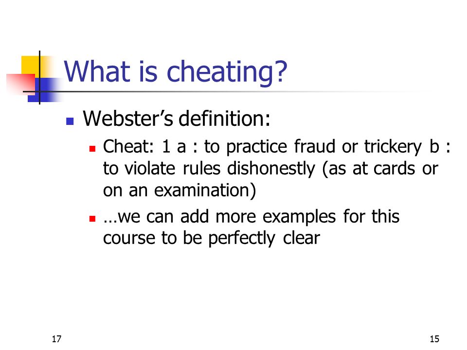 1715 What is cheating.