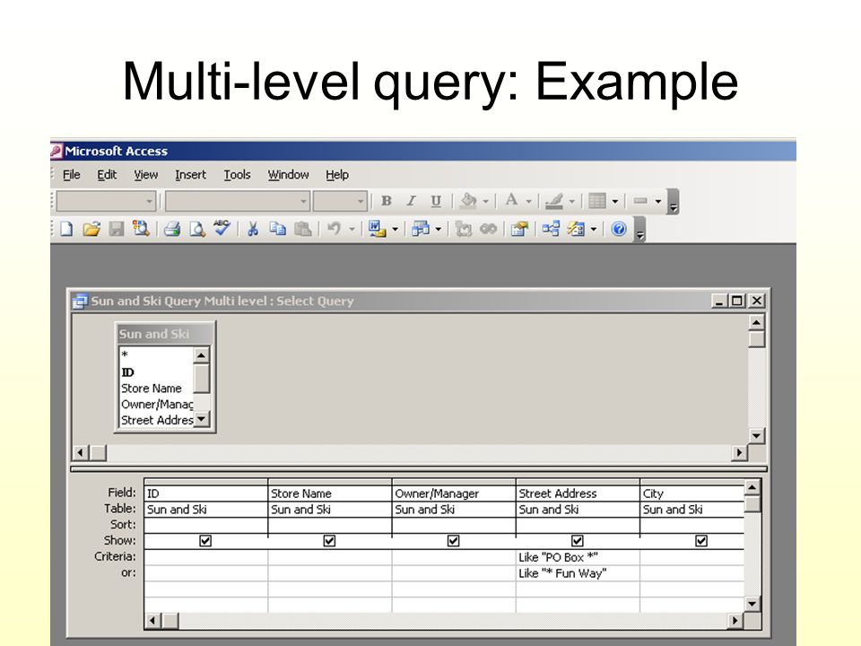 Multi-level query: Example