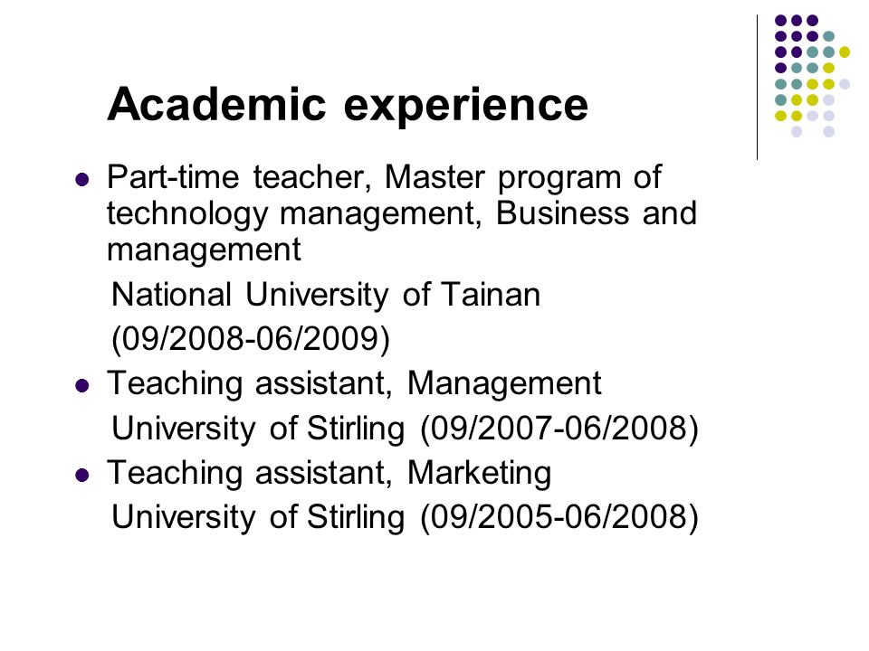 academic experience resumes