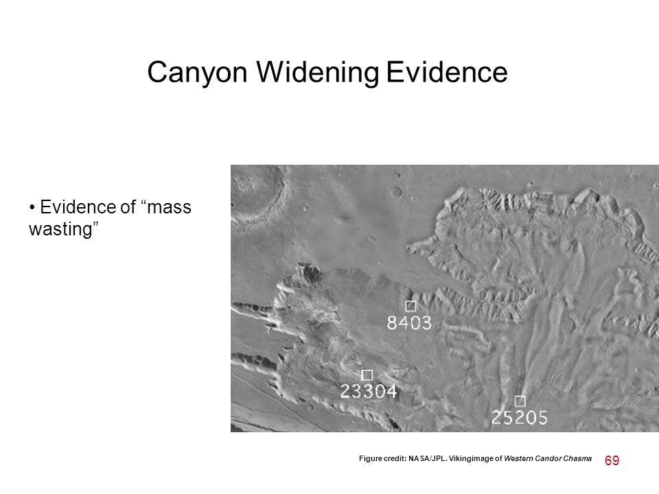 69 Evidence of mass wasting Figure credit: NASA/JPL.