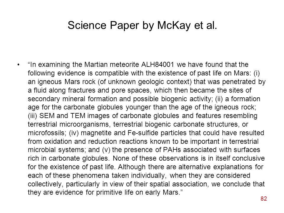 82 Science Paper by McKay et al.