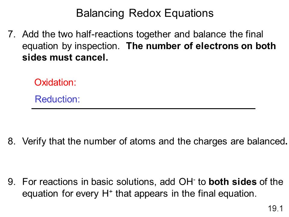 Balancing Redox Equations G D Text 9 2 Chang Chapter 19 Copyright 4 Balancing