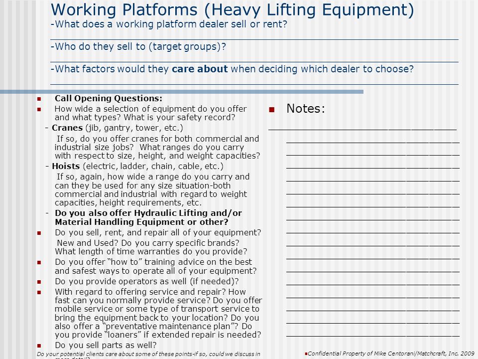 Working Platforms (Heavy Lifting Equipment) -What does a working platform dealer sell or rent.