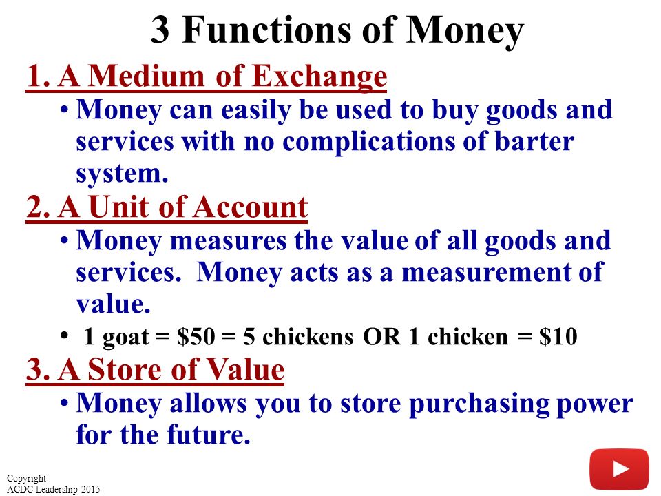 3 Functions of Money 1.