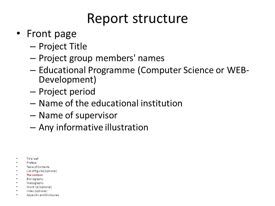 computer project front page
