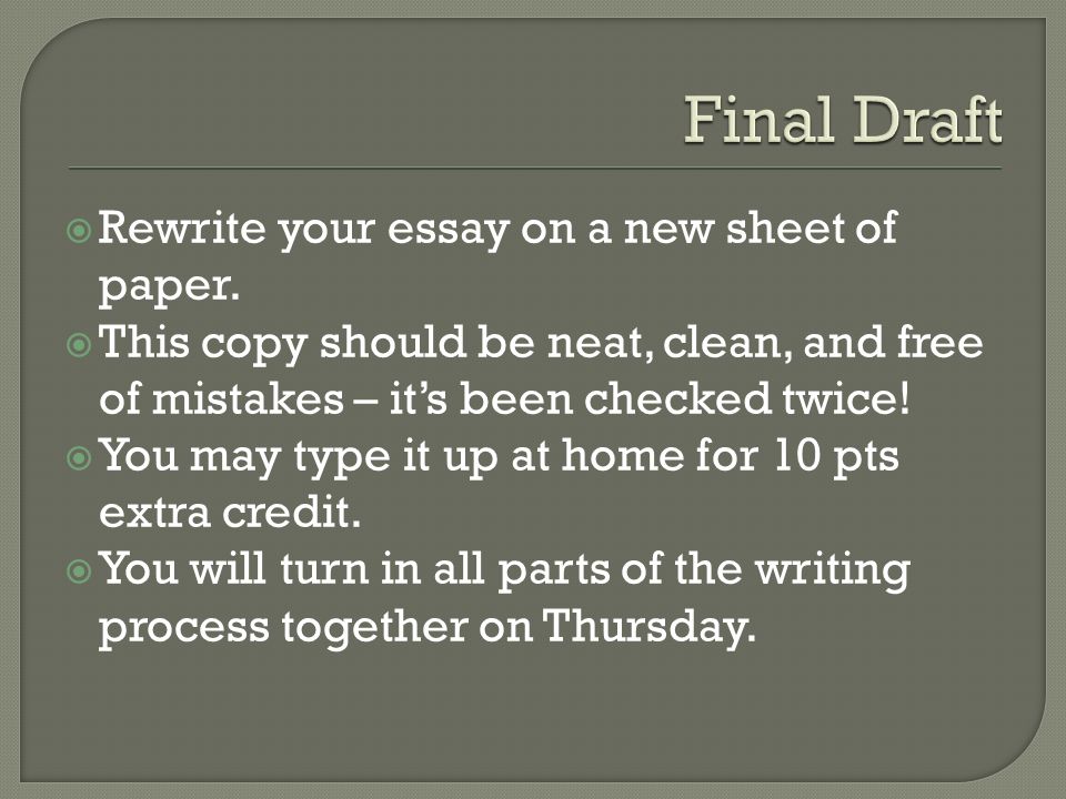  Rewrite your essay on a new sheet of paper.