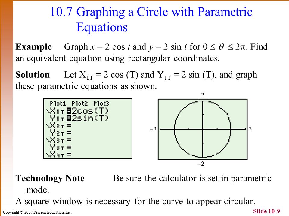 Copyright 2007 Pearson Education Inc Slide 10 1 Parametric 9 Copyright