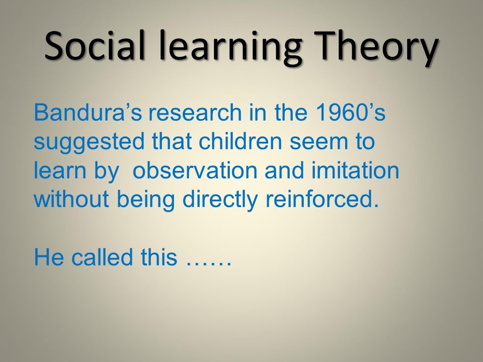 Bandura agreed with the behaviourist learning theories  Classical conditioning  Operant conditioning But He was interested in  The mediating processes between stimulus & response Observation  The role of Observation in learning