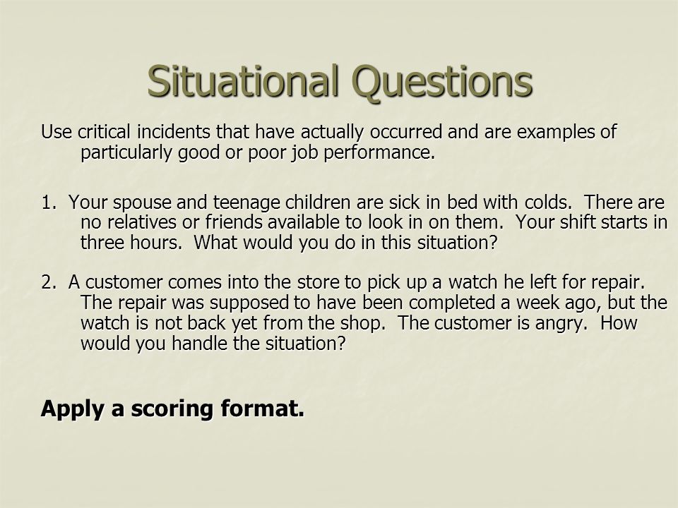 situational questions examples