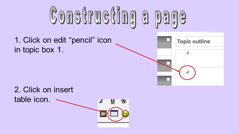 1. Click on edit pencil icon in topic box Click on insert table icon.