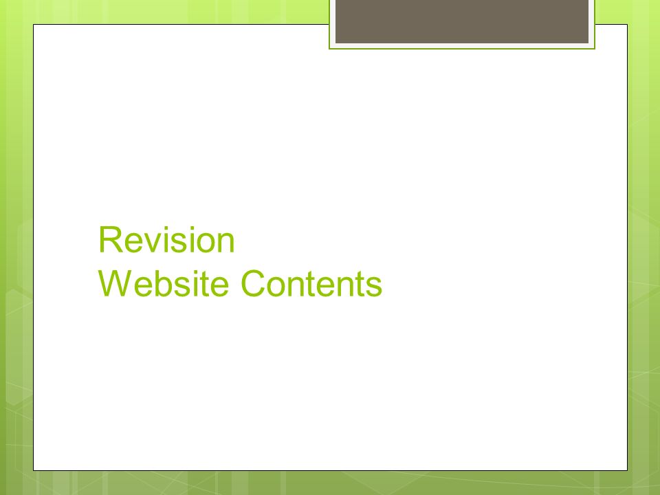 Revision Website Contents