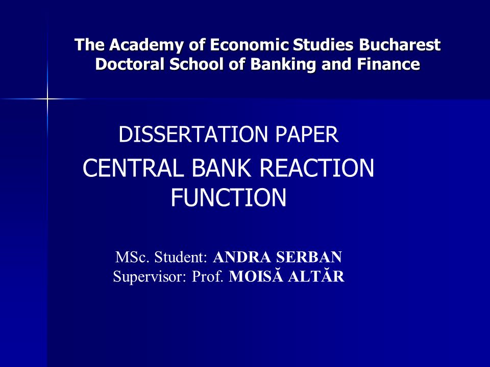 Dissertation On Banking And Finance