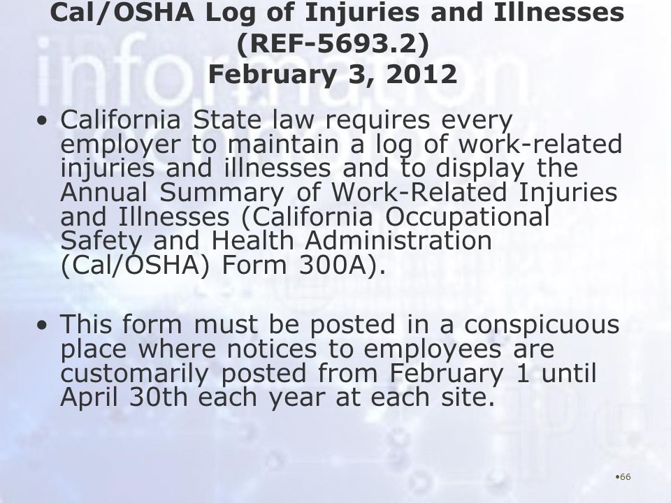 administrator certification fall 2015 presented by the information cal osha form 300a